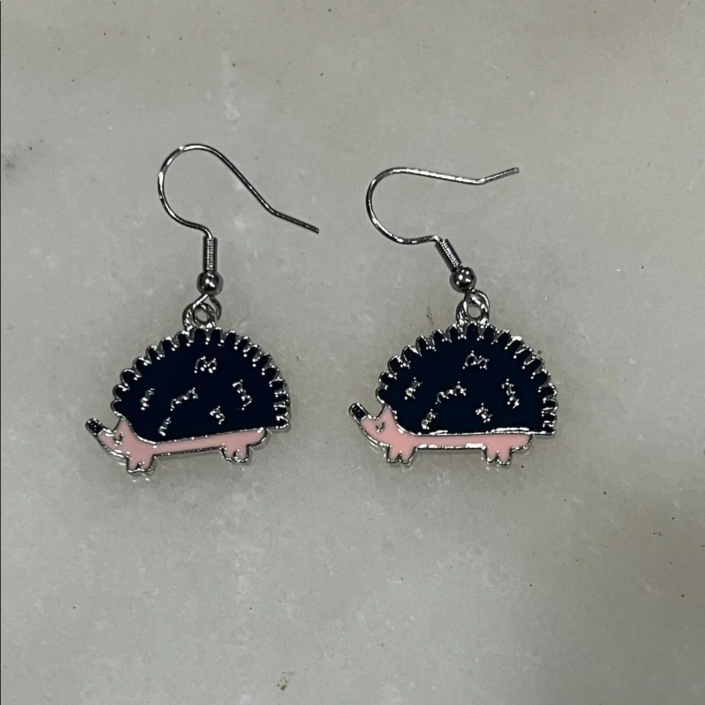 Charming Pink and Blue Hedgehog Earrings
